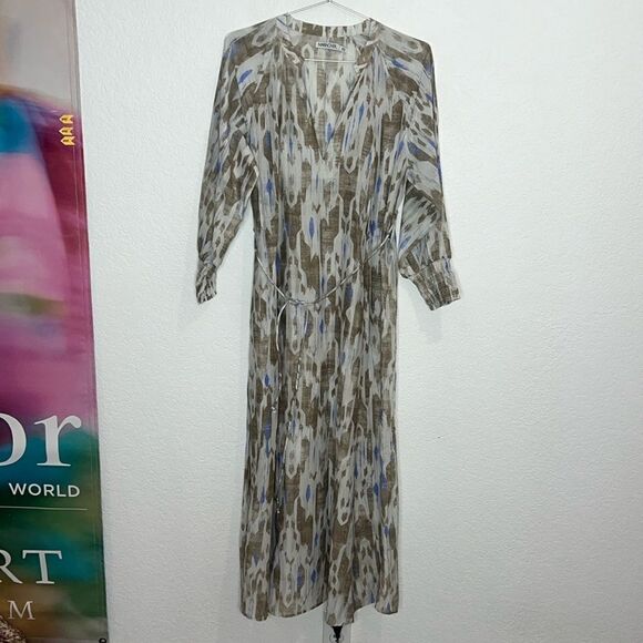 Elegant Blue and Brown Maxi Dress - Picture 2 of 13